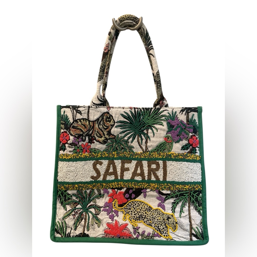 Viral Handcrafted Beaded Safari Tote Bag with Handles and Shoulder Strap